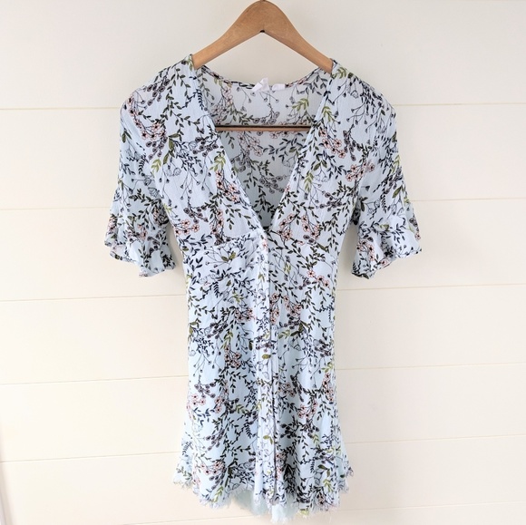 Some Days Lovin' Blue Floral Mini Button Dress - Picture 1 of 8
